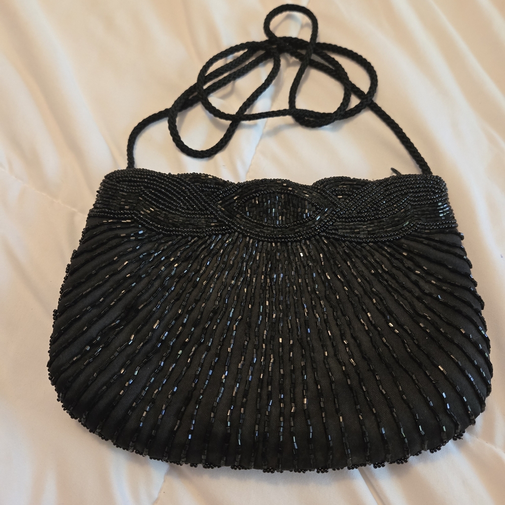 NWOT Vintage Mervyns 6×8 Black Beaded Cocktail Purse